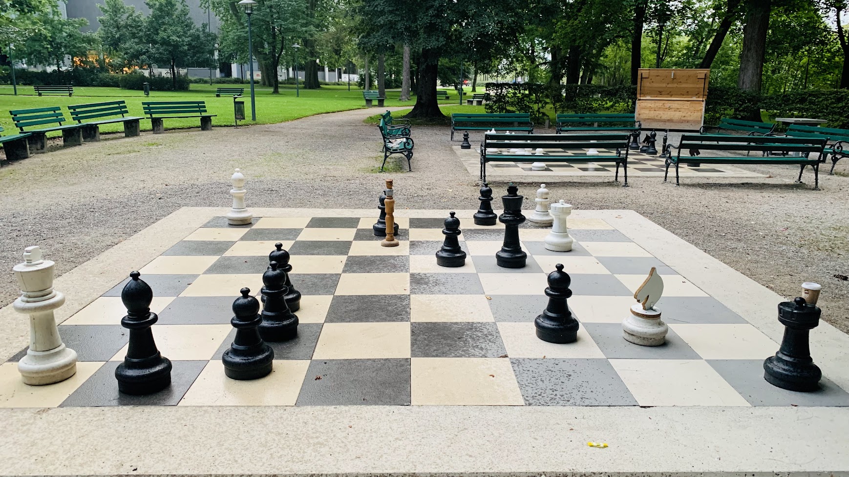 Giant chessboard on the ground at chess event